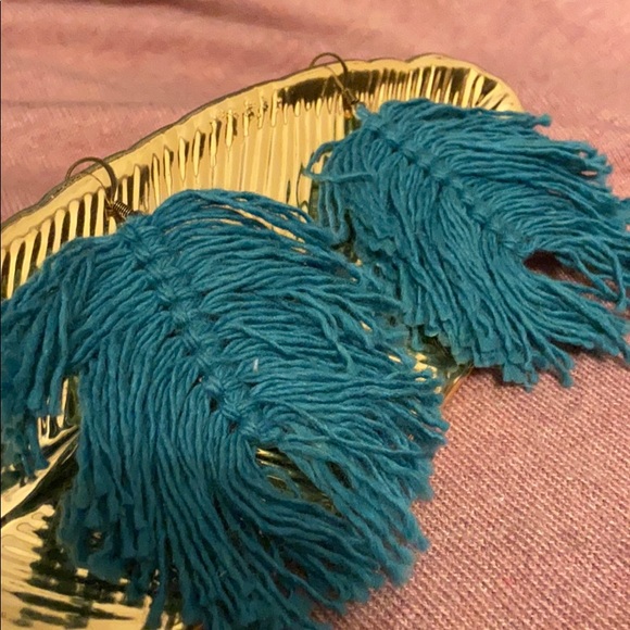 Jewelry - Teal macrome fishhook earrings
